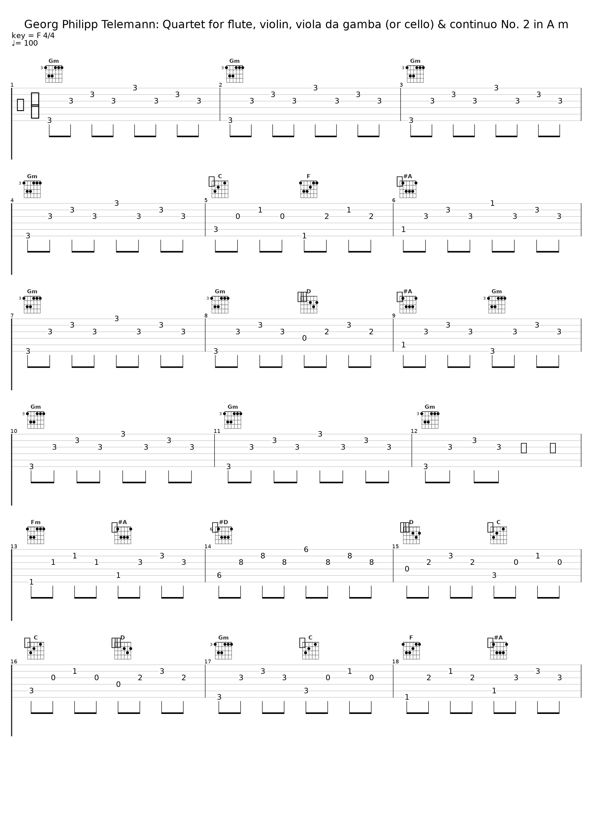 Georg Philipp Telemann: Quartet for flute, violin, viola da gamba (or cello) & continuo No. 2 in A m_Barthold Kuijken,Sigiswald Kuijiken,Gustav Leonhardt_1