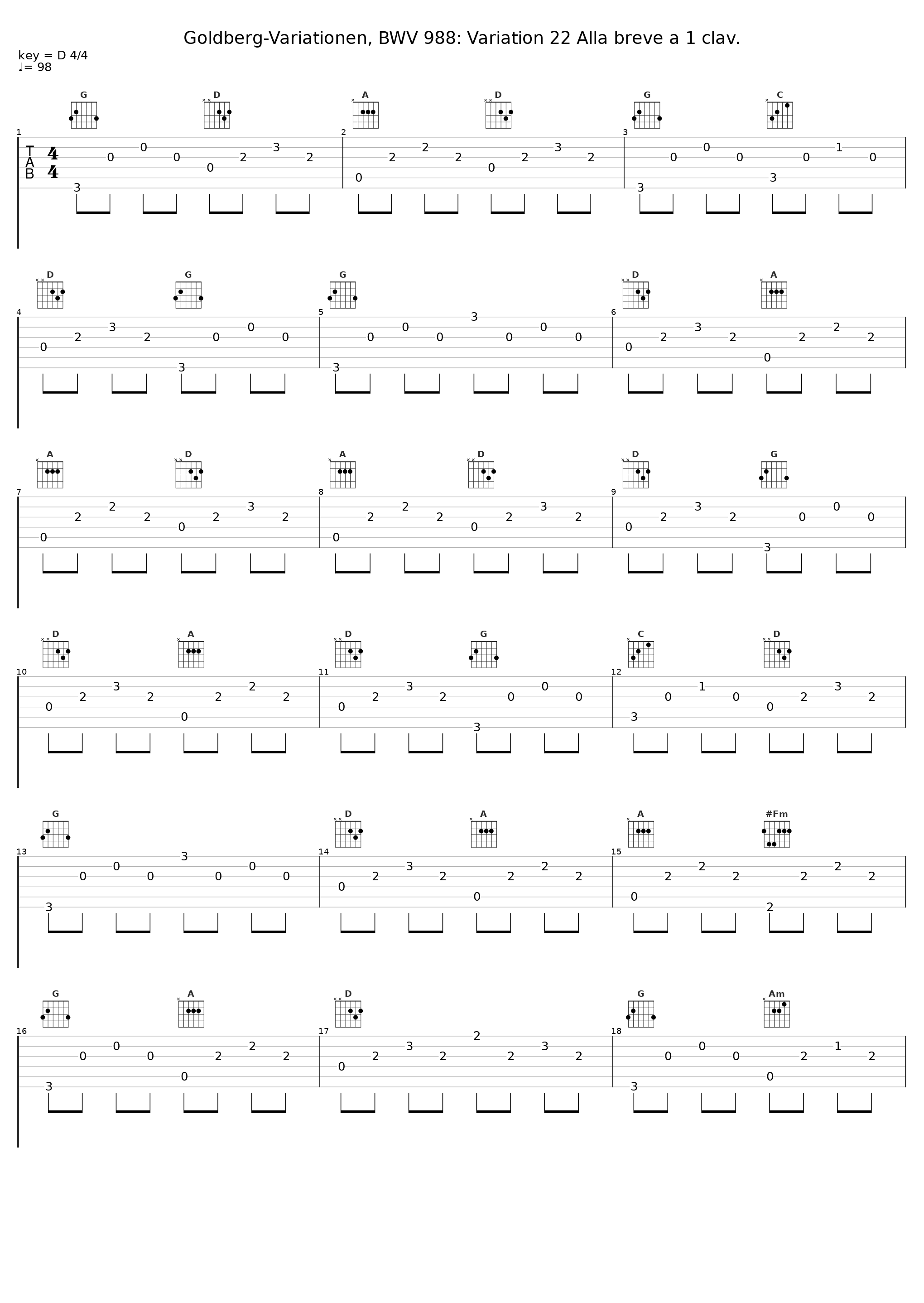 Goldberg-Variationen, BWV 988: Variation 22 Alla breve a 1 clav._Pierre Réach_1