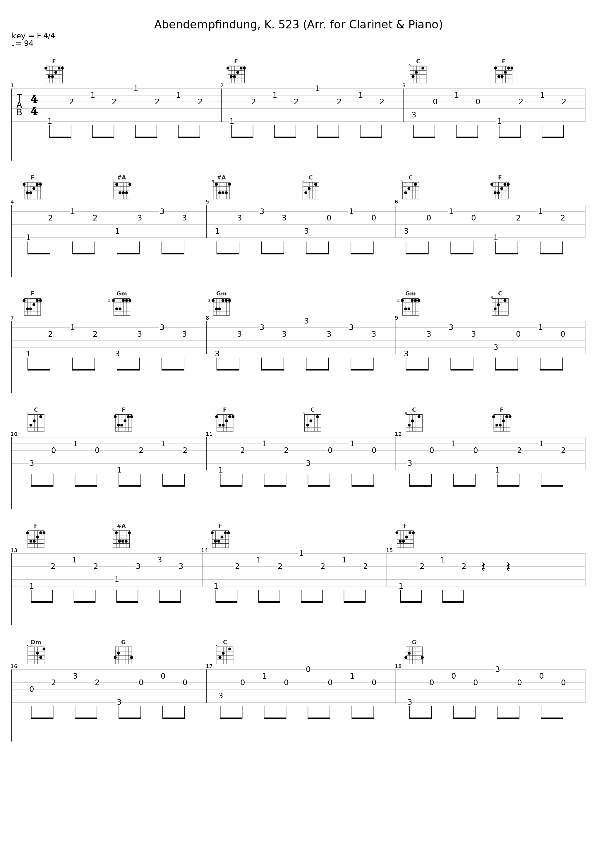 Abendempfindung, K. 523 (Arr. for Clarinet & Piano)_Dirk Altmann_1