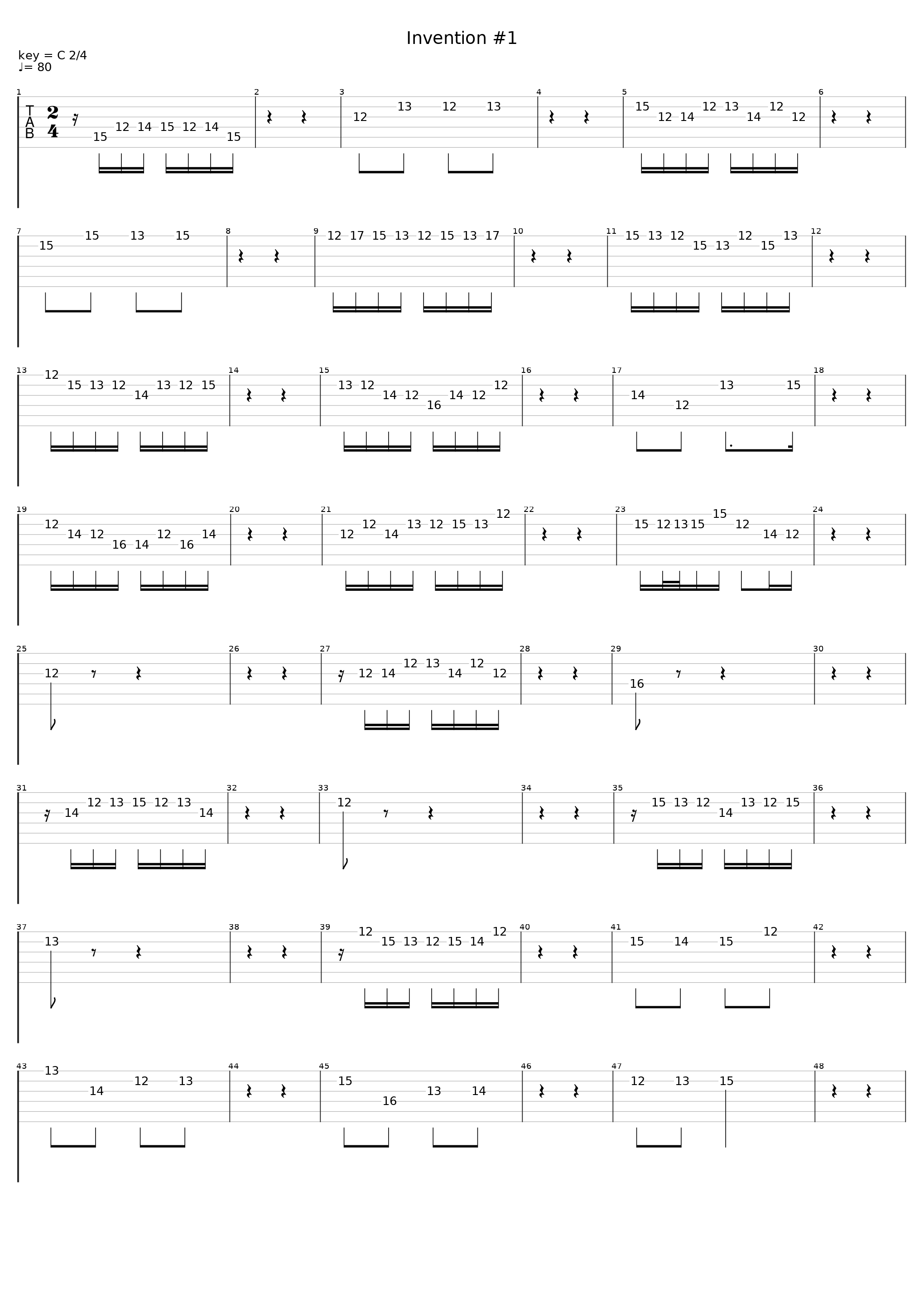 Invention 1 - 2/4 (Repeat Every Measure)_Bach Study (Repeat Every Measure)_1