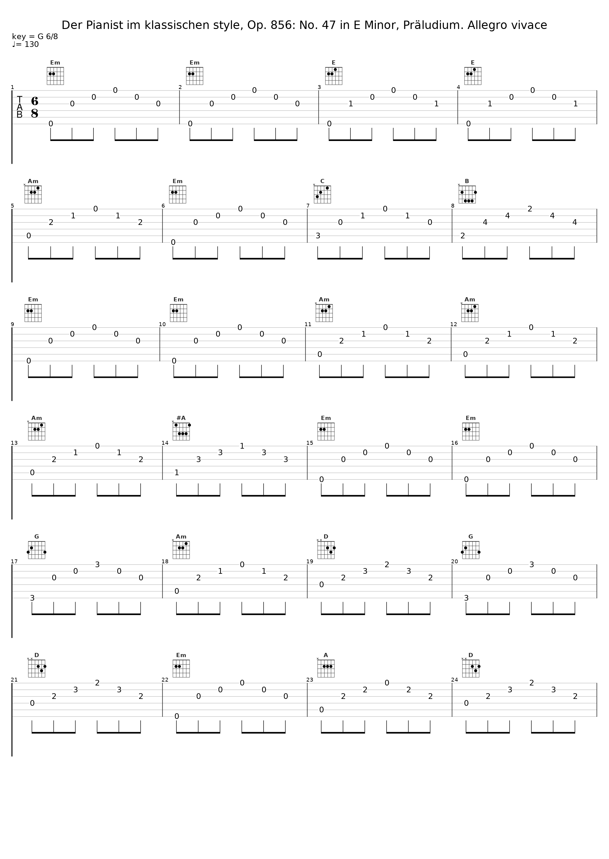 Der Pianist im klassischen style, Op. 856: No. 47 in E Minor, Präludium. Allegro vivace_Claudio Colombo_1