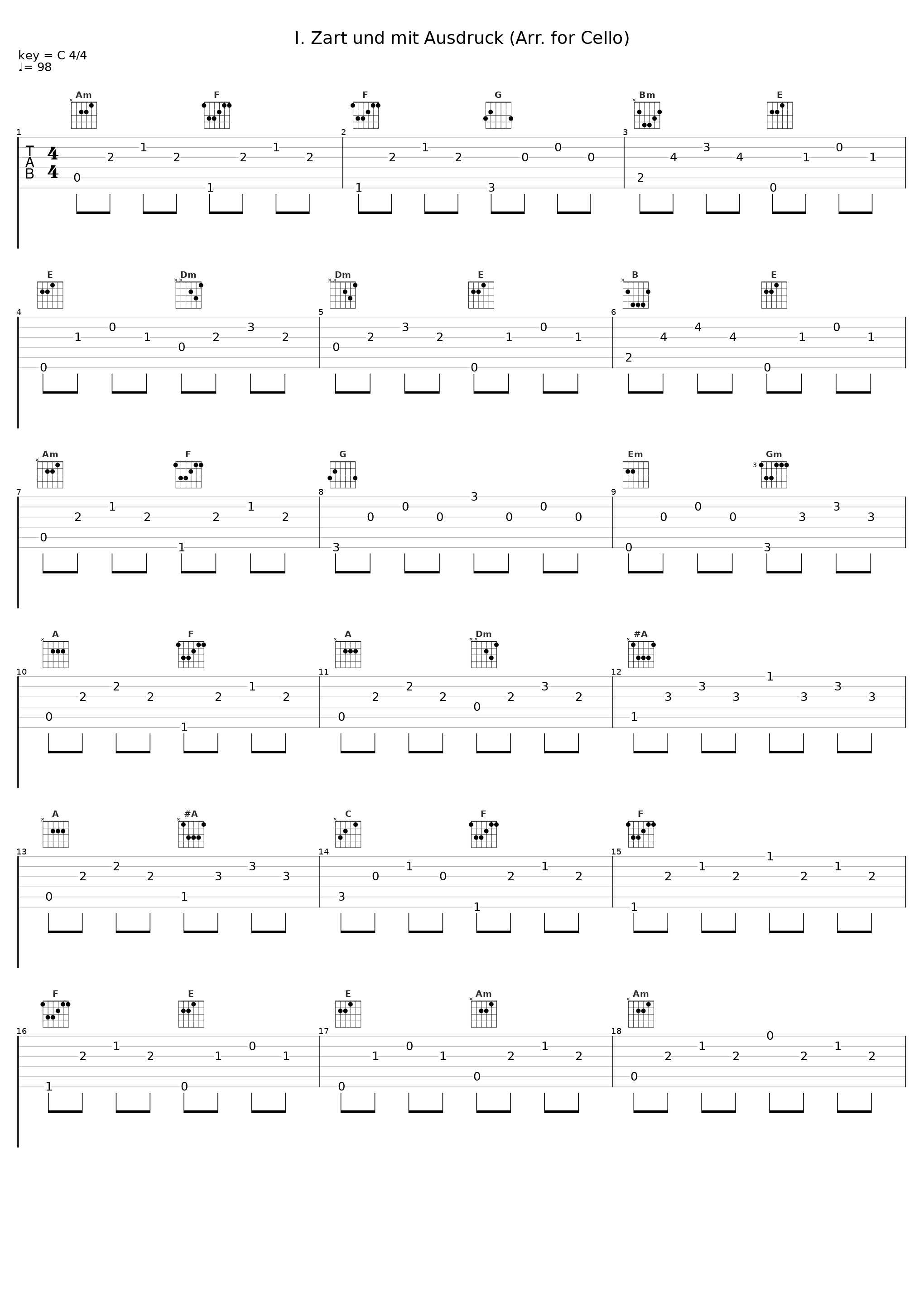 I. Zart und mit Ausdruck (Arr. for Cello)_Claudio Bohorquez,Péter Nagy_1