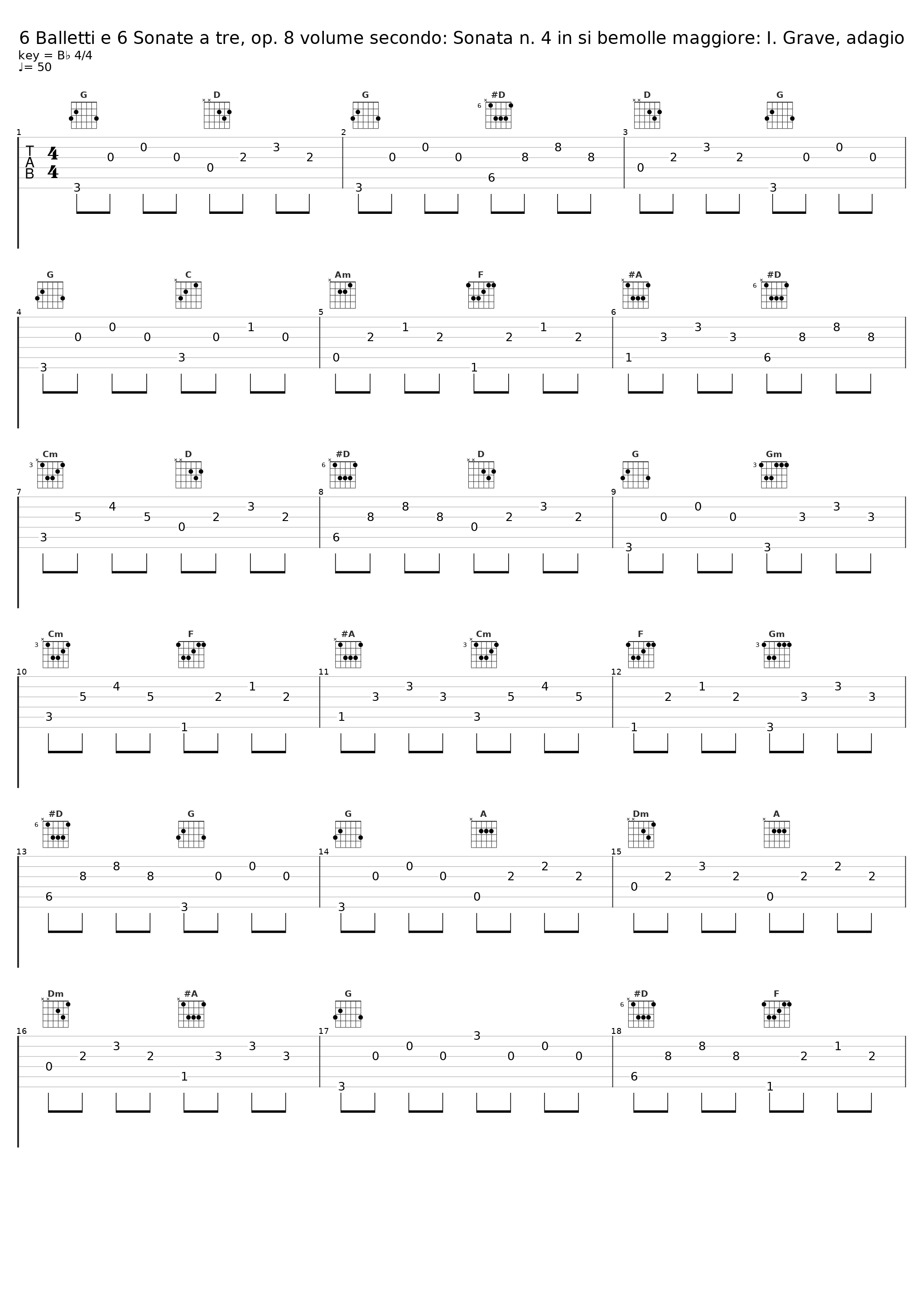 6 Balletti e 6 Sonate a tre, op. 8 volume secondo: Sonata n. 4 in si bemolle maggiore: I. Grave, adagio_Claudio Ferrarini_1