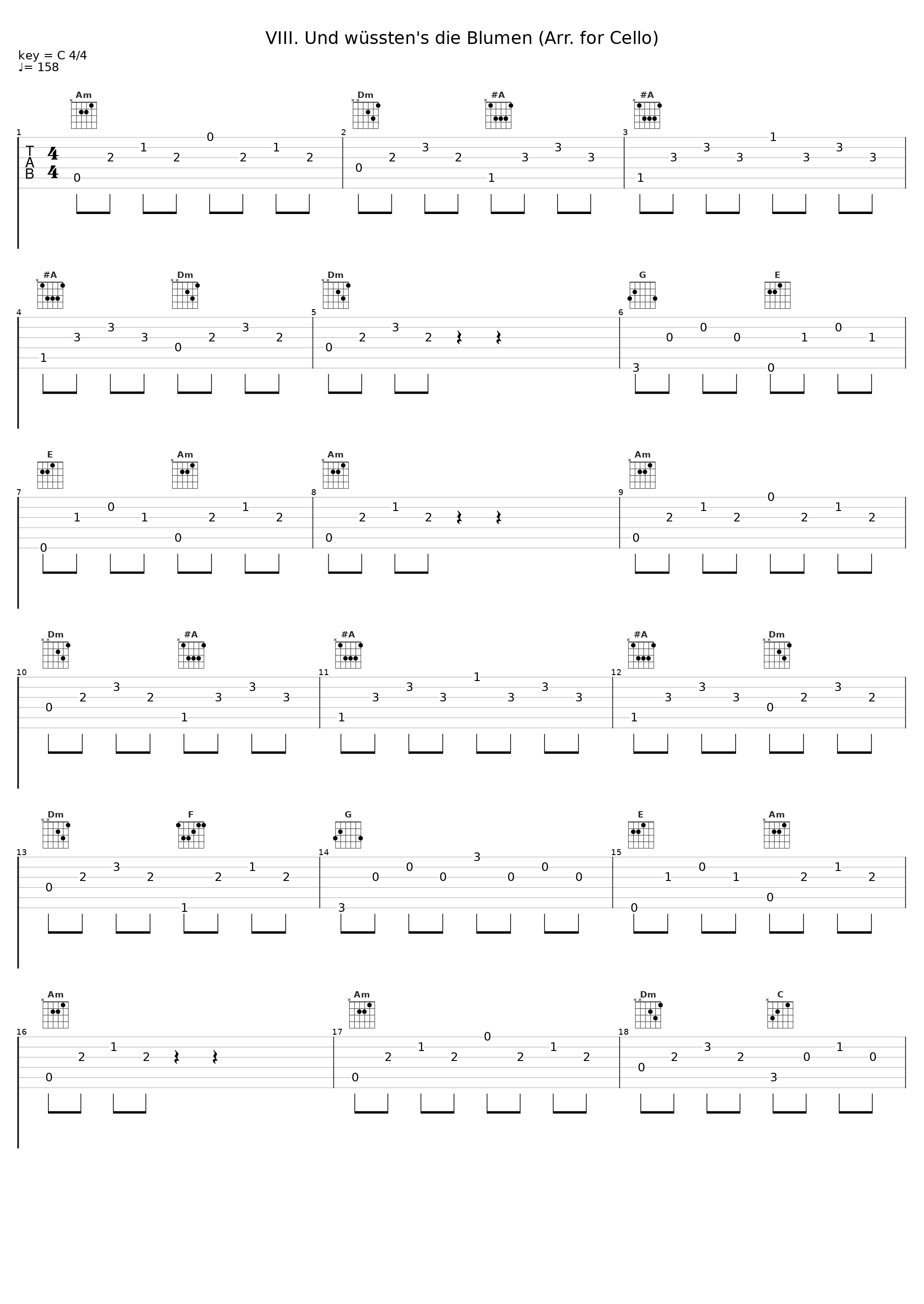 VIII. Und wüssten's die Blumen (Arr. for Cello)_Claudio Bohorquez,Péter Nagy_1