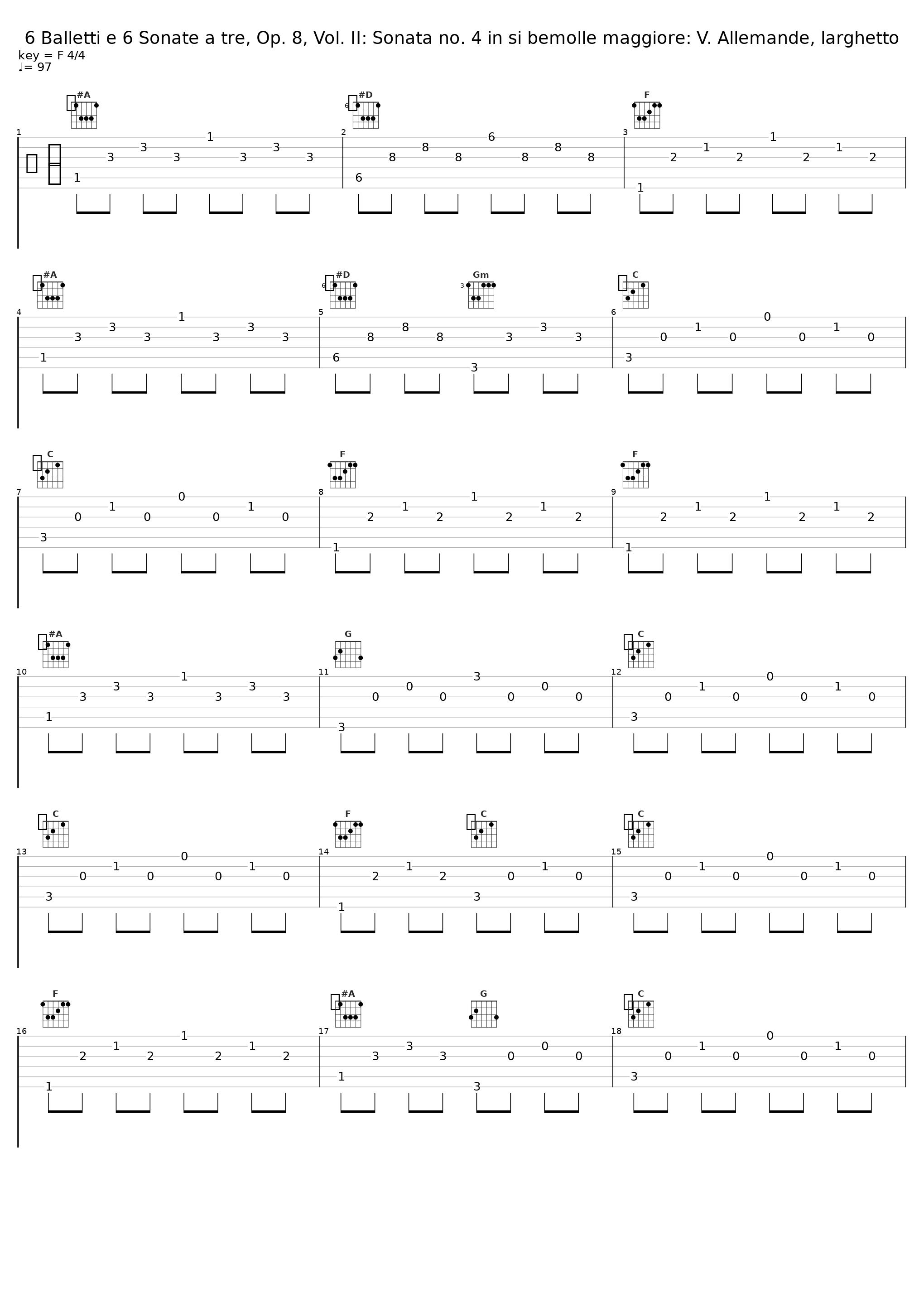 6 Balletti e 6 Sonate a tre, Op. 8, Vol. II: Sonata no. 4 in si bemolle maggiore: V. Allemande, larghetto_Claudio Ferrarini_1