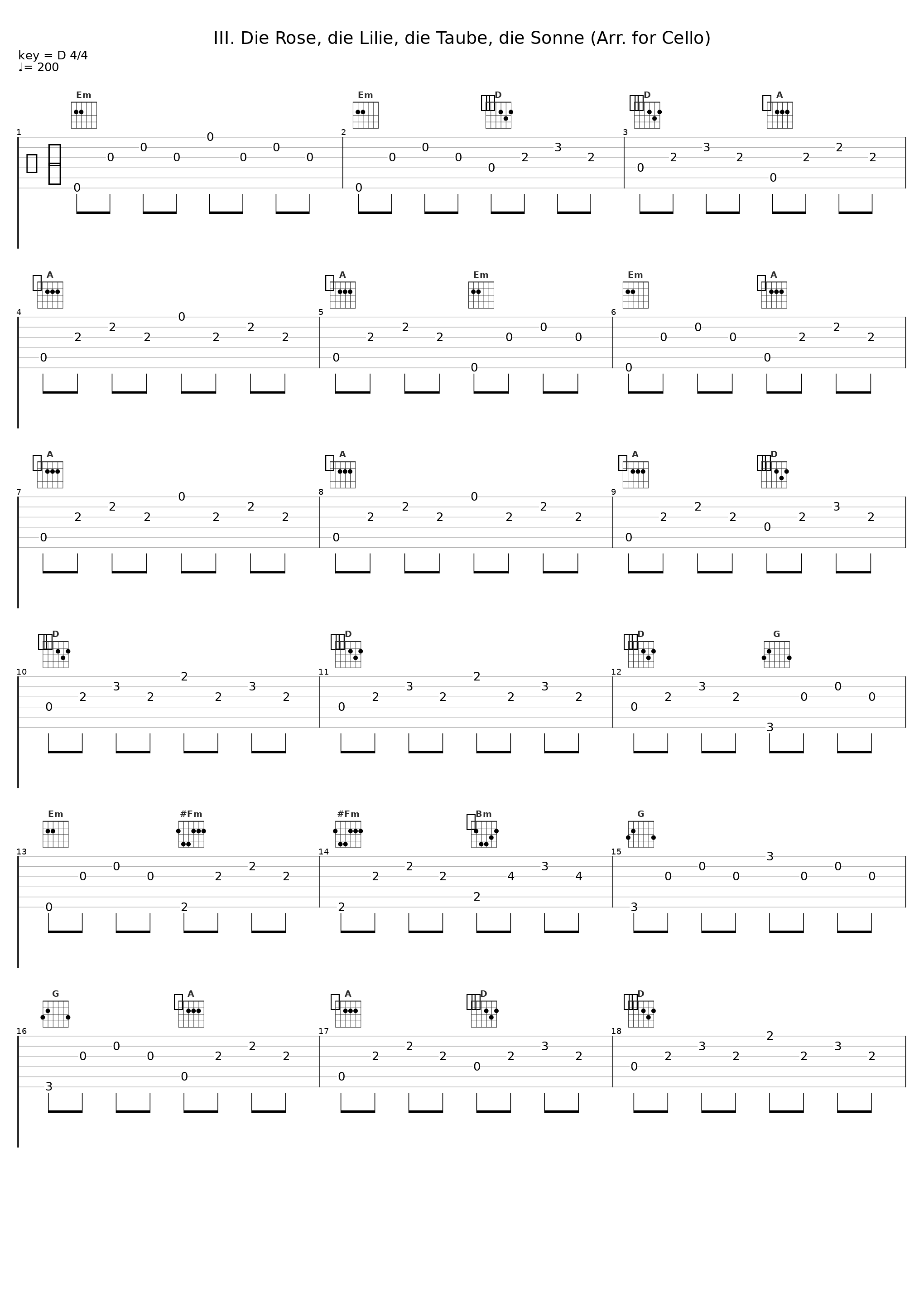 III. Die Rose, die Lilie, die Taube, die Sonne (Arr. for Cello)_Claudio Bohorquez,Péter Nagy_1