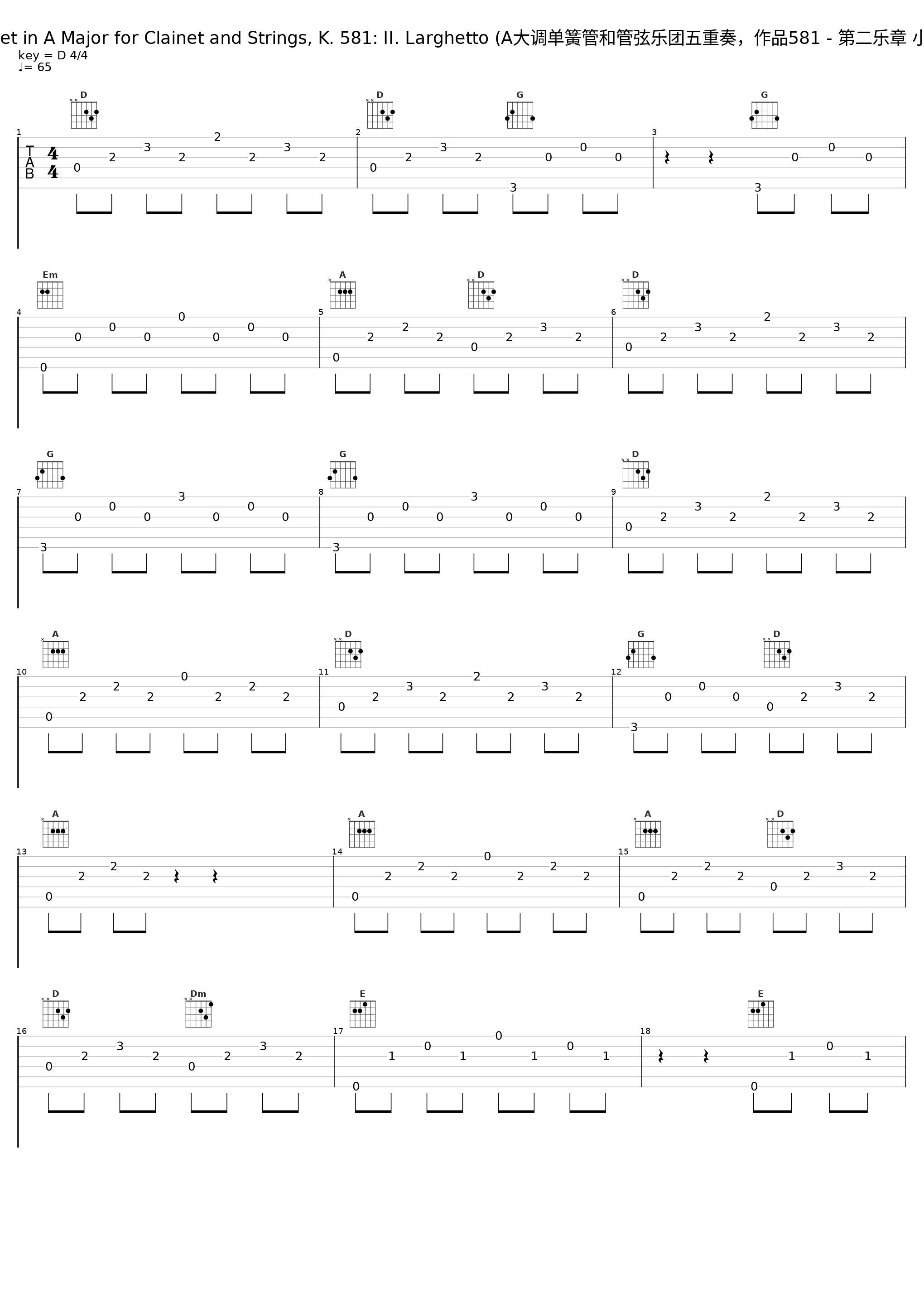 Quintet in A Major for Clainet and Strings, K. 581: II. Larghetto (A大调单簧管和管弦乐团五重奏,作品581 - 第二乐章 小广板)_The New Italian Quartet,Antoine de Bavier_1