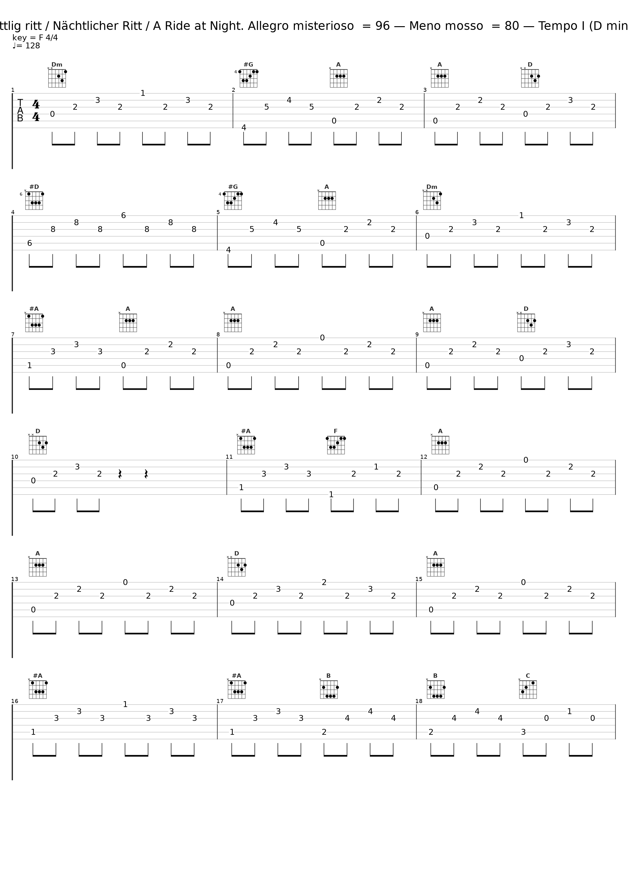 Nattlig ritt / Nächtlicher Ritt / A Ride at Night. Allegro misterioso  = 96 — Meno mosso  = 80 — Tempo I (D minor)_Einar Steen-Nøkleberg_1