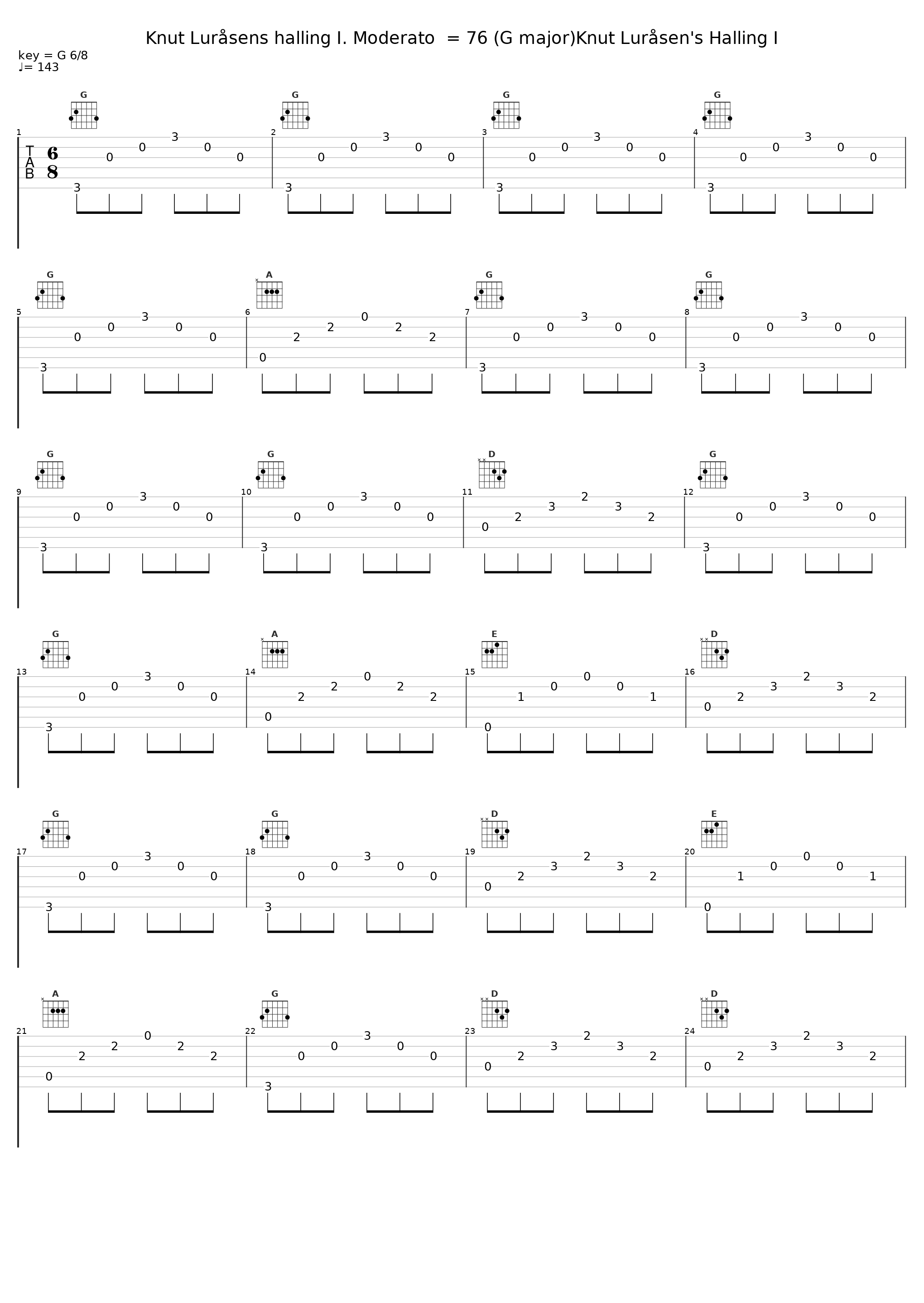 Knut Luråsens halling I. Moderato  = 76 (G major)Knut Luråsen's Halling I_Einar Steen-Nøkleberg_1