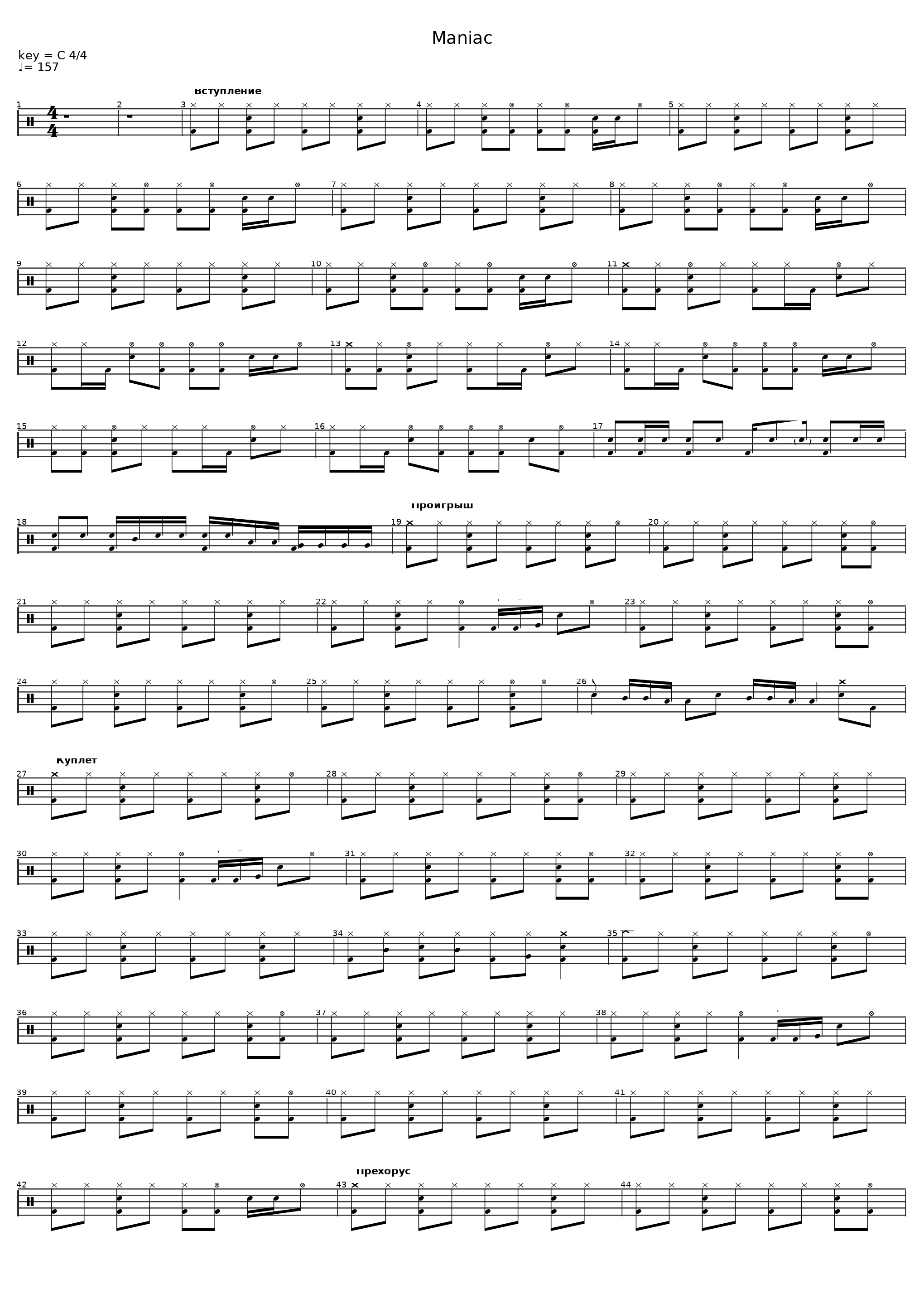 Maniac - LIVE (SA Drums Sheet Music)_Michael Sembello_1