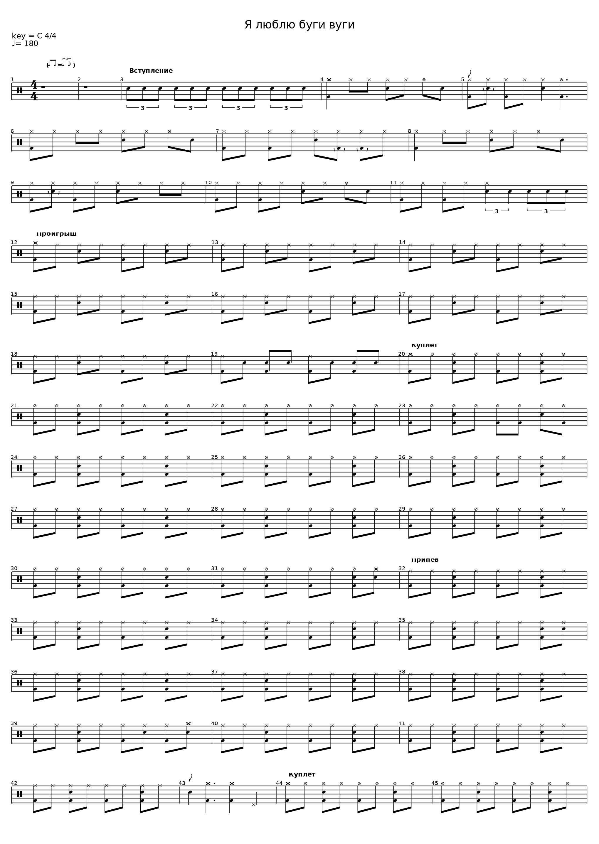 Я люблю буги-вуги (SA Drum Sheet Music)_Стиляги_1