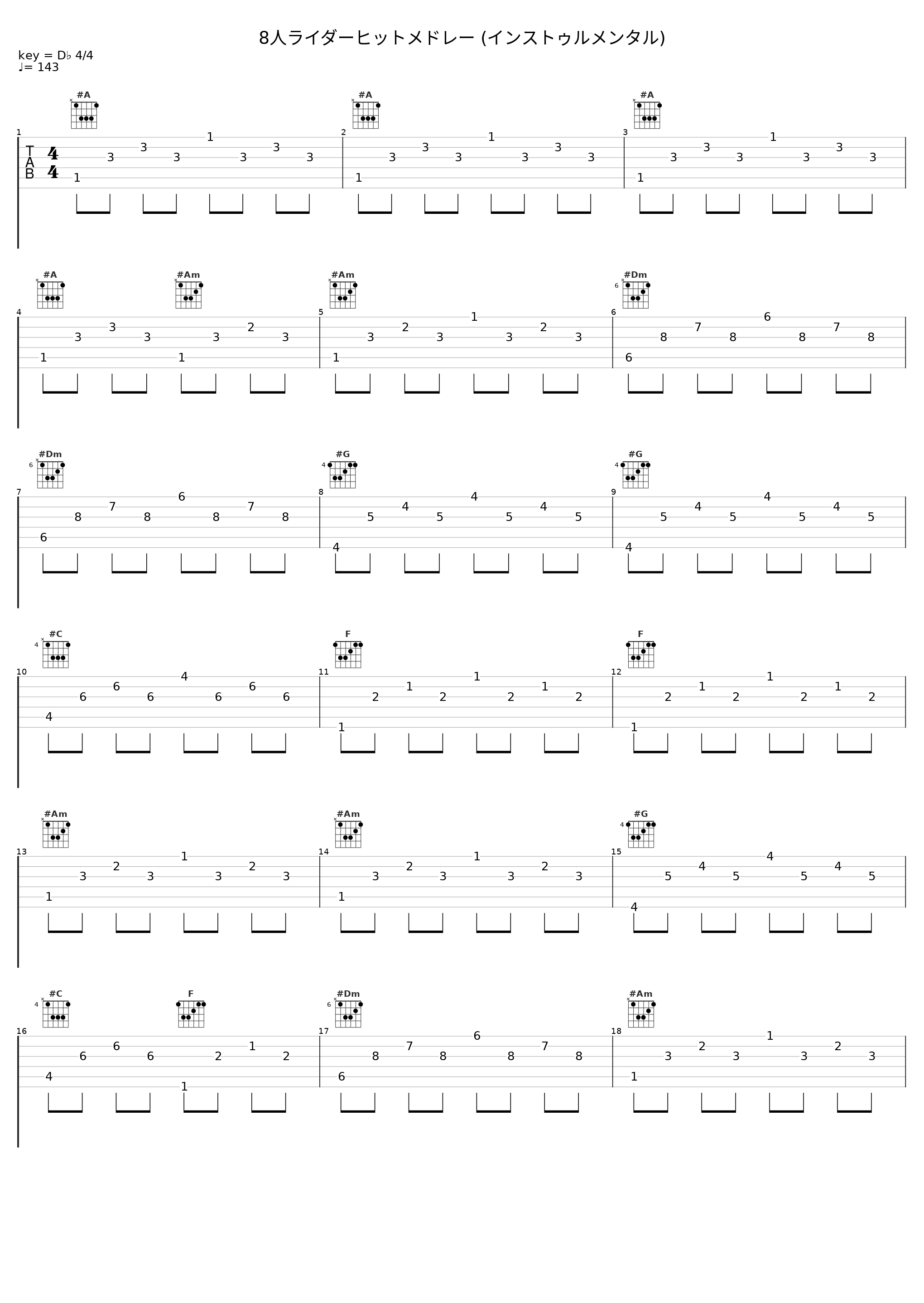 8人ライダーヒットメドレー (インストゥルメンタル)_日本ACG_1