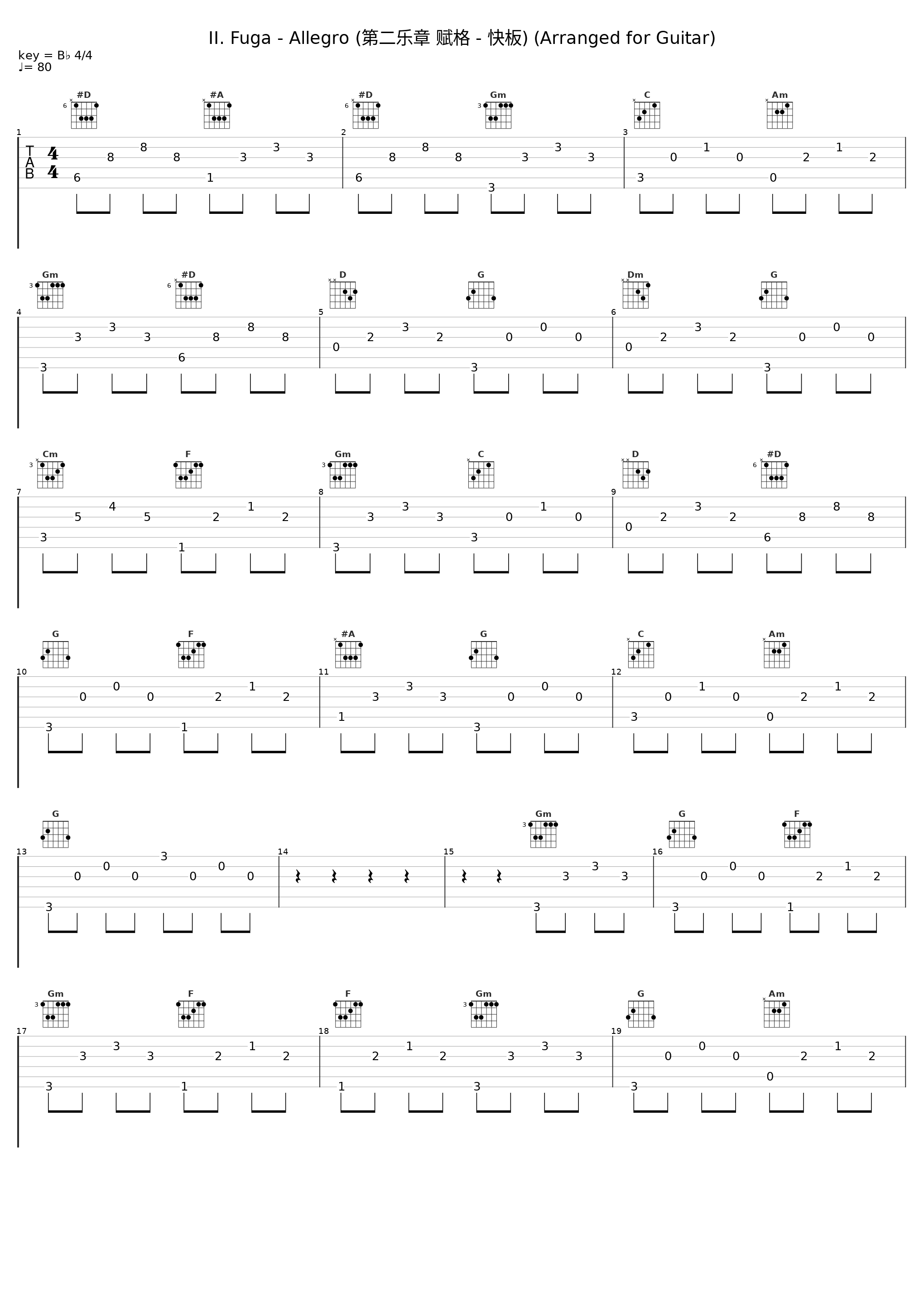II. Fuga - Allegro (第二乐章 赋格 - 快板) (Arranged for Guitar)_Frank Bungarten_1
