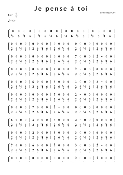 Je pense à toi钢琴简谱-undefined-免费下载-天天钢琴