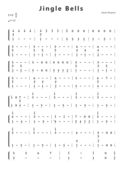 Jingle Bells钢琴简谱-undefined-免费下载-天天钢琴