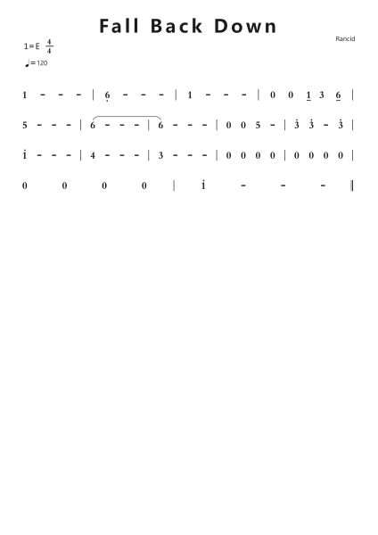 Fall Back Down钢琴简谱-undefined-免费下载-天天钢琴