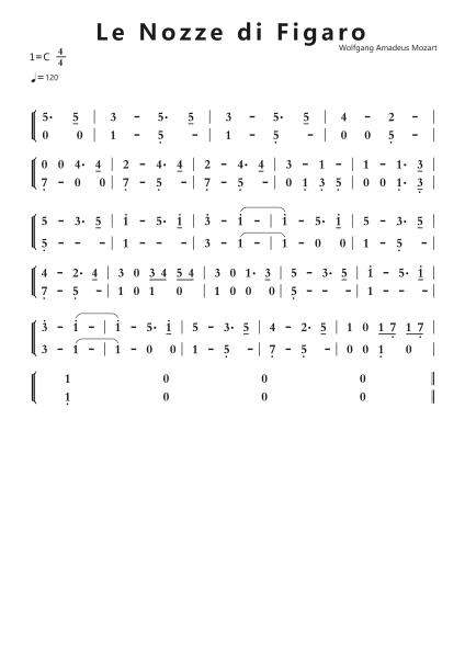 Le Nozze di Figaro钢琴简谱-undefined-免费下载-天天钢琴