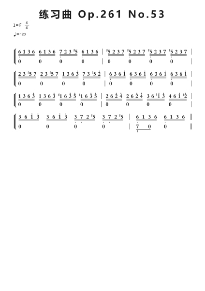 练习曲 Op.261 No.53钢琴简谱-undefined-免费下载-天天钢琴