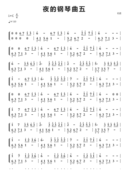 夜的钢琴曲五钢琴简谱-undefined-免费下载-天天钢琴
