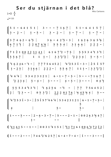 Ser du stjärnan i det blå?钢琴简谱-undefined-免费下载-天天钢琴