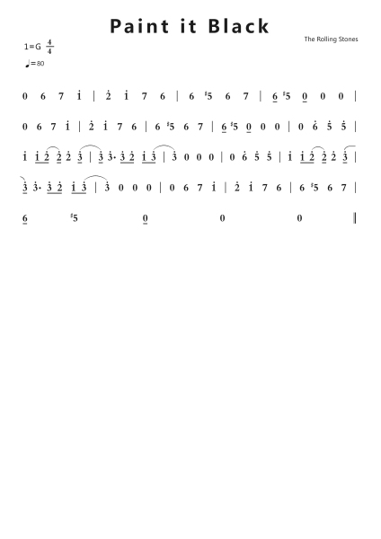 Paint it Black钢琴简谱-undefined-免费下载-天天钢琴