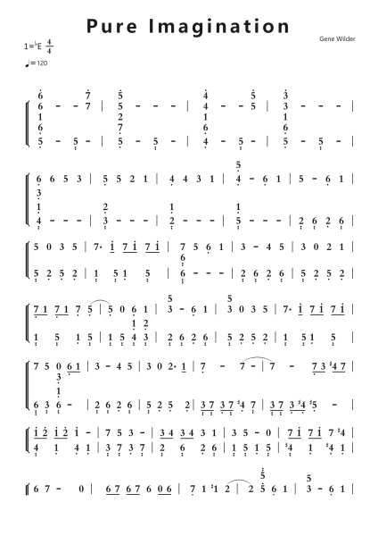Pure Imagination钢琴简谱-undefined-免费下载-天天钢琴