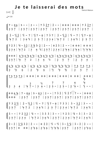 Je te laisserai des mots钢琴简谱-undefined-免费下载-天天钢琴