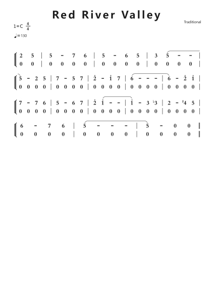 Red River Valley钢琴简谱-undefined-免费下载-天天钢琴