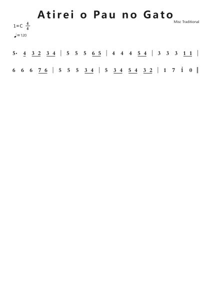 Atirei o Pau no Gato钢琴简谱-undefined-免费下载-天天钢琴