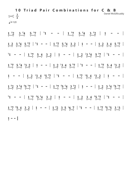 10 Triad Pair Combinations for C & B钢琴简谱-undefined-免费下载-天天钢琴