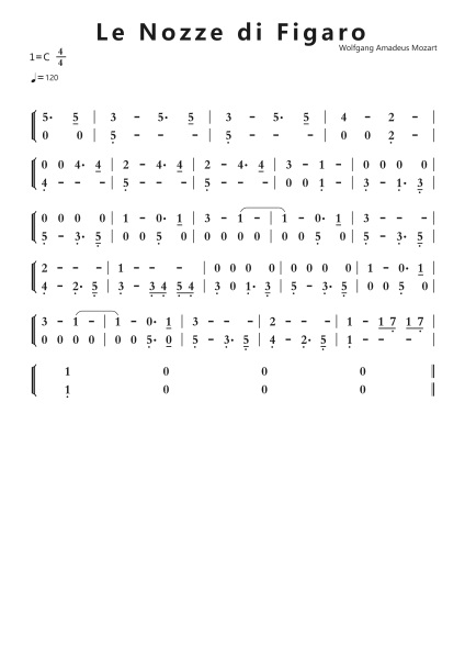 Le Nozze di Figaro钢琴简谱-undefined-免费下载-天天钢琴