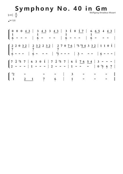 Symphony No. 40 in Gm钢琴简谱-undefined-免费下载-天天钢琴