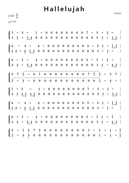 Hallelujah钢琴简谱-undefined-免费下载-天天钢琴