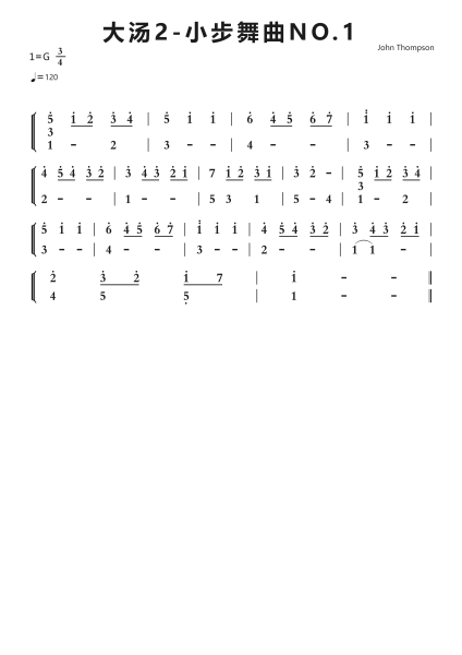 大汤2-小步舞曲NO.1钢琴简谱-undefined-免费下载-天天钢琴