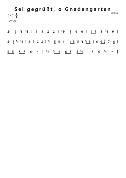 Sei gegrüßt, o Gnadengarten钢琴简谱-undefined-免费下载-天天钢琴
