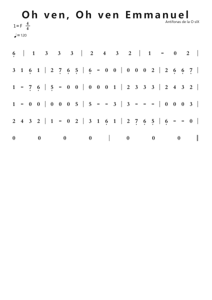 Oh ven, Oh ven Emmanuel钢琴简谱-undefined-免费下载-天天钢琴