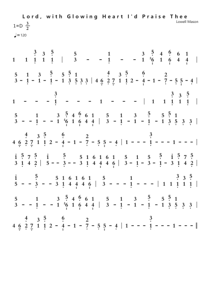 Lord, with Glowing Heart I'd Praise Thee钢琴简谱-undefined-免费下载-天天钢琴