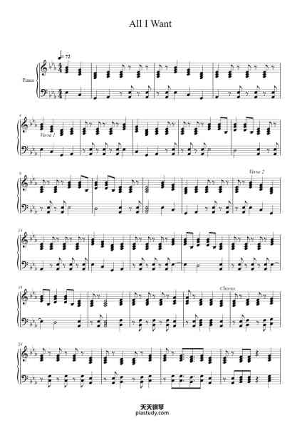 “All I Want”钢琴谱-Olivia Rodrigo
High School Musical the Musical the Series
-免费下载-天天钢琴