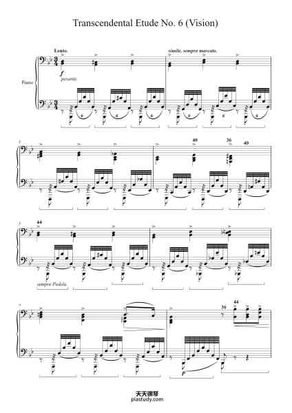 “Transcendental Étude No. 6 in G Minor, S. 139: "Vision"”钢琴谱-Franz Liszt-免费下载-天天钢琴