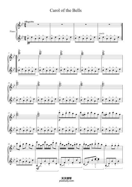 “Carol of the Bells”钢琴谱-George Winston-免费下载-天天钢琴
