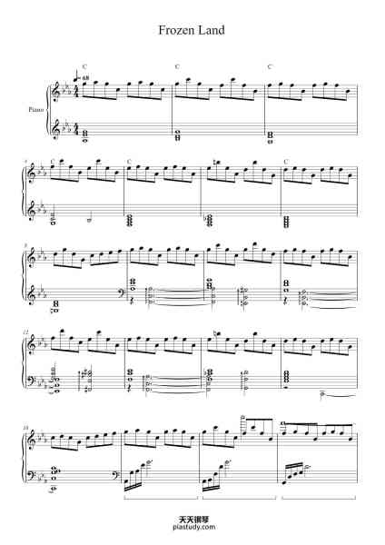 “Frozen Land”钢琴谱-composed by Yu-Peng Chen, PianoD. arr-免费下载-天天钢琴