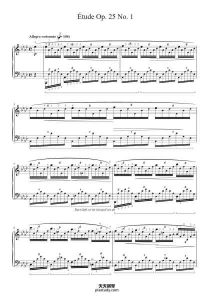 “Étude Op. 25 No. 1 "Aeolian Harp"”钢琴谱-Chopin
-免费下载-天天钢琴