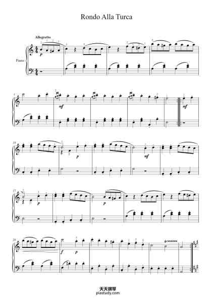 “Rondo Alla Turca "Easy Version"”钢琴谱-W.A. Mozart-免费下载-天天钢琴