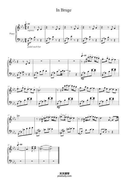 “In Bruge”钢琴谱-Carter Burwell-免费下载-天天钢琴