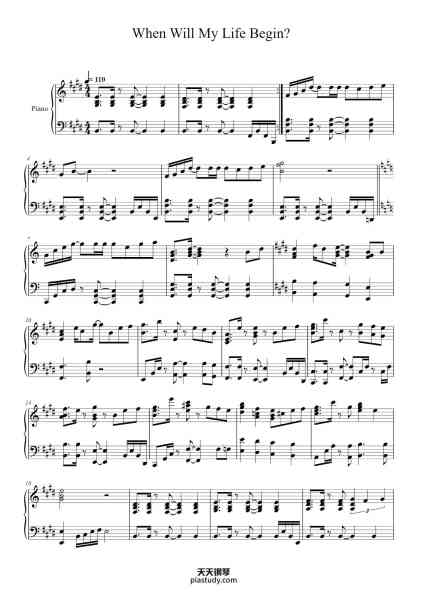 “When Will My Life Begin?”钢琴谱-Alan Menken-免费下载-天天钢琴