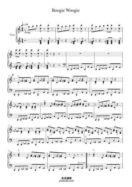 “Boogie Woogie”钢琴谱--免费下载-天天钢琴