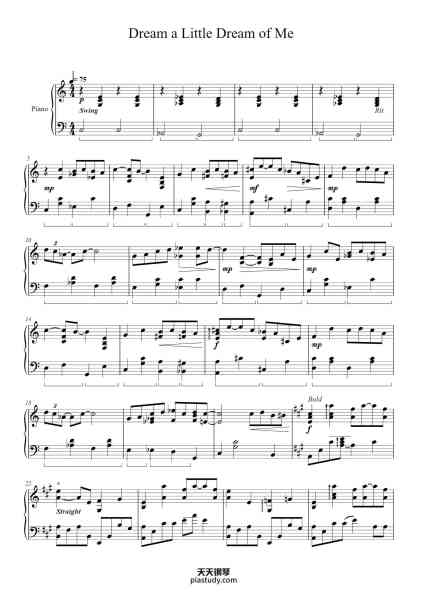 “Dream a Little Dream of Me”钢琴谱-Yiruma-免费下载-天天钢琴