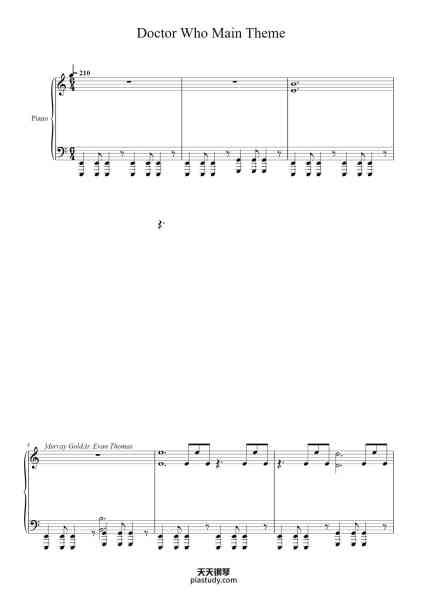 “Doctor Who Main Theme”钢琴谱-Murray Gold-免费下载-天天钢琴