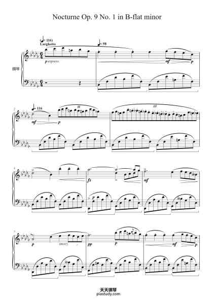 “Nocturne in B-flat Minor, Op. 9, No. 1”钢琴谱-Frédéric Chopin-免费下载-天天钢琴