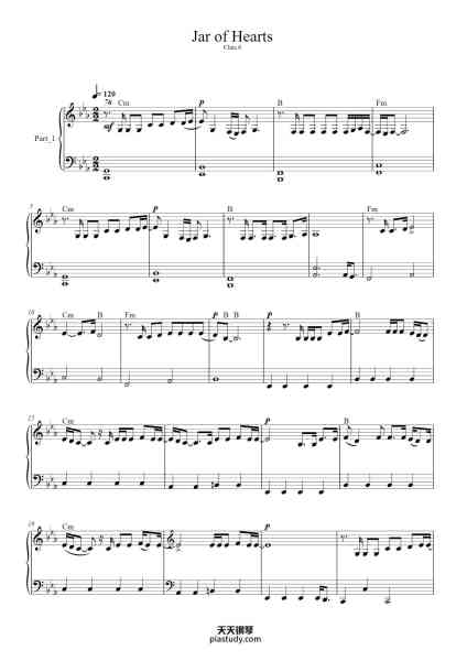 “Jar of Hearts”钢琴谱-Arranged by Toms Mucenieks-免费下载-天天钢琴